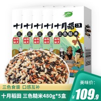 十月稻田 三色糙米480g*5盒装（红米黑米糙米）五谷杂粮粗粮